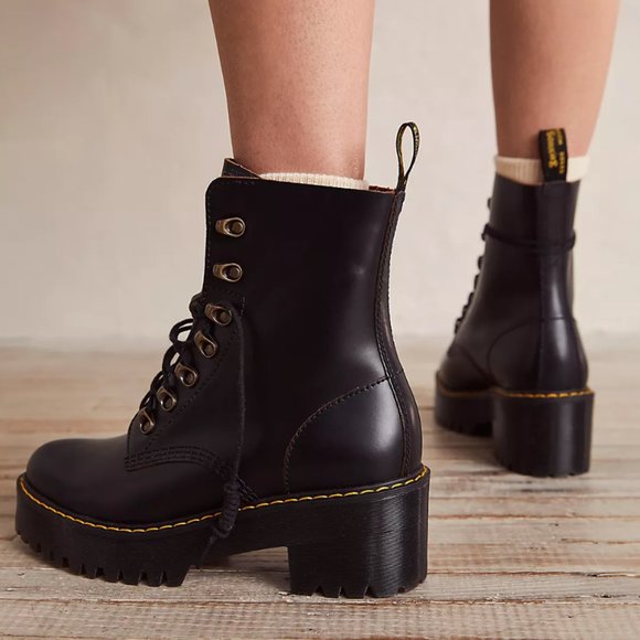 Dr. Martens Leona Women's Vintage Smooth Leather Heeled Boots - Picture 1 of 11